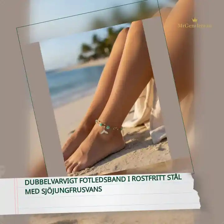 Dubbelvarvigt fotledsband i rostfritt st&aring;l med sj&ouml;jungfrusvans by@Outfy