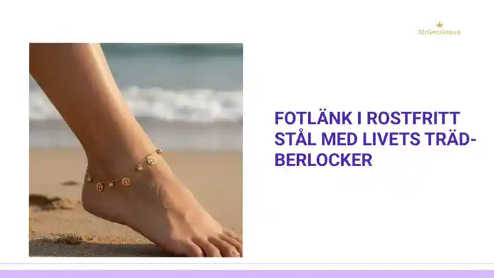 Fotl&auml;nk i rostfritt st&aring;l med livets tr&auml;d-berlocker by@Outfy